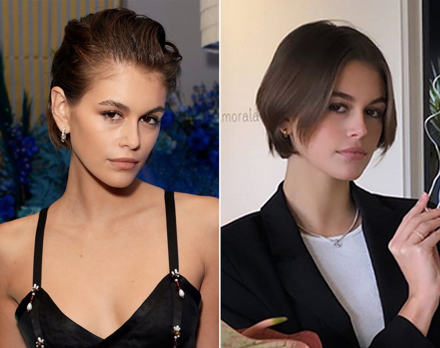 Kaia Gerber Hair Change Bob to Shorter Bob