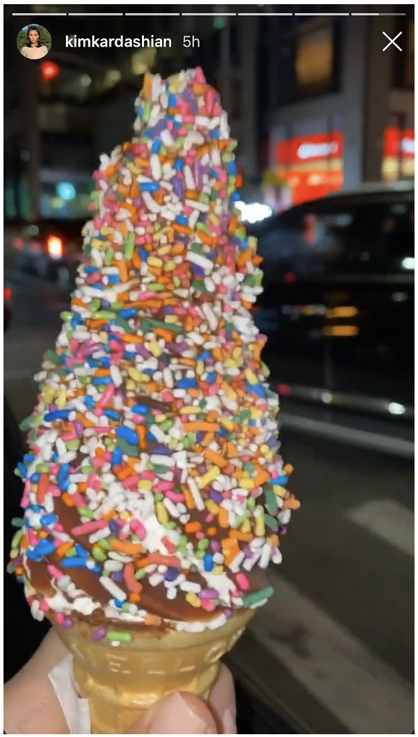 Kim Kardashian Ice Cream Cone Rainbow Sprinkles Chocolate NYC