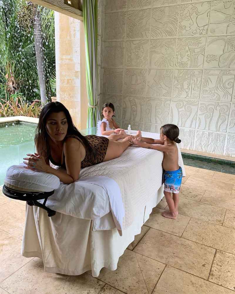 Kourtney Kardashian’s Daughter Penelope and Son Reign Rub Her Feet