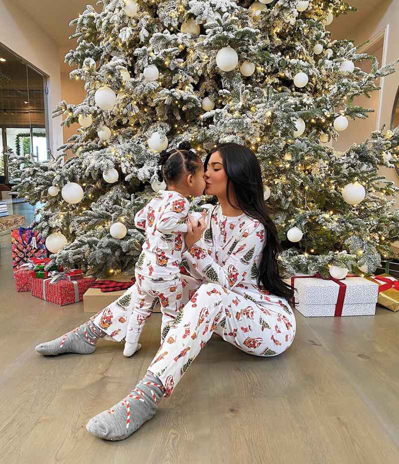 Kylie Jenner and Stormi in Matching Christmas Pajamas on Christmas Day