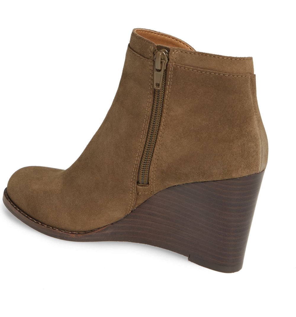 Lucky Brand Yimina Wedge Bootie (Antique Green Suede)