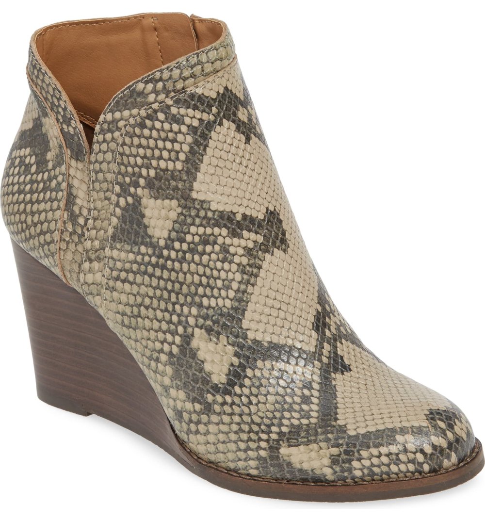 Lucky Brand Yimina Wedge Bootie (Chinchilla Snake Leather)