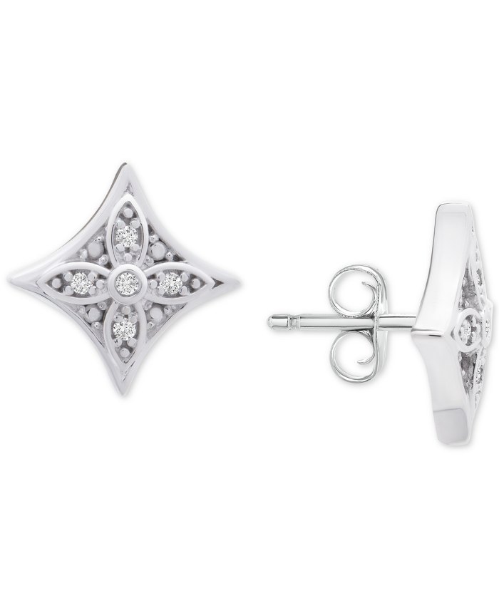 Macy's Diamond Star Stud Earrings (1:10 ct. t.w.) in Sterling Silver