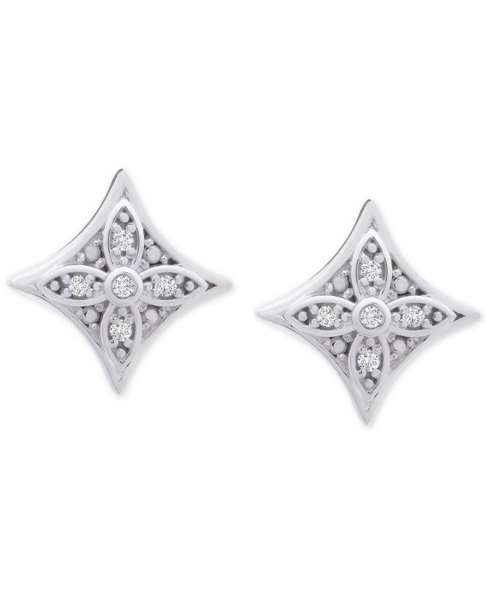 Macy's Diamond Star Stud Earrings (1:10 ct. t.w.) in Sterling Silver