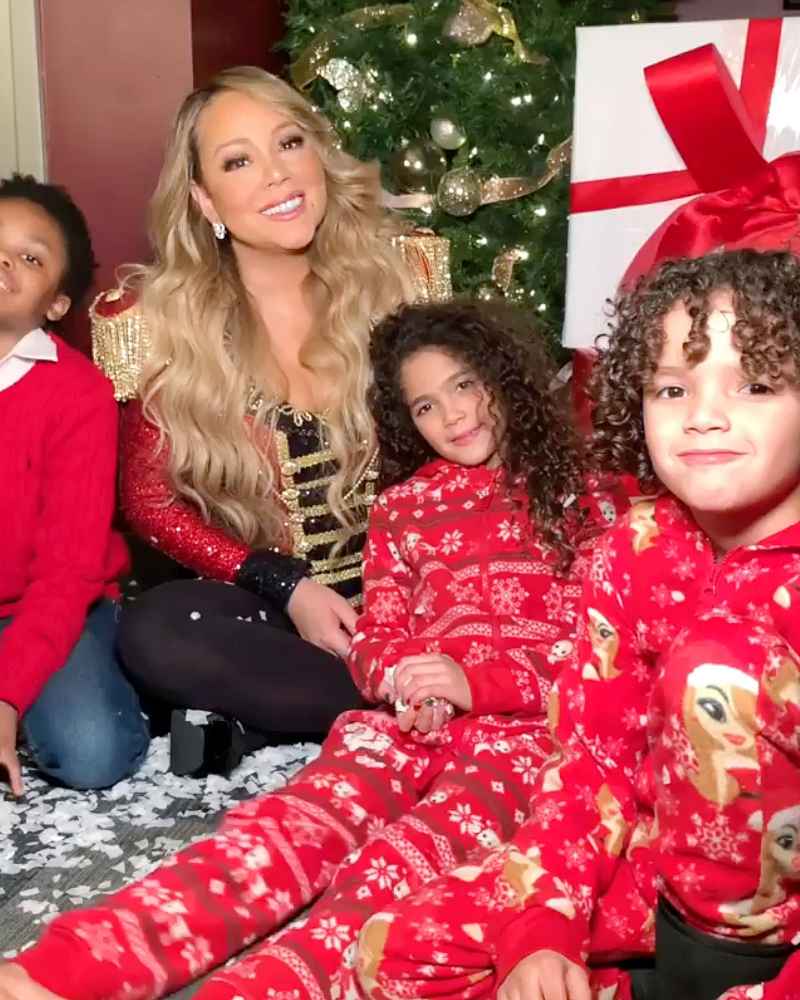 Mariah Carey and Children Monroe and Moroccan Wearing Ugly Christmas Sweaters