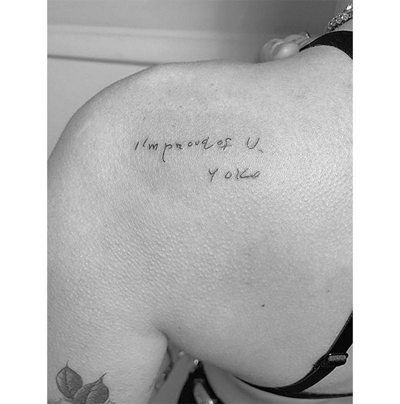 Miley Cyrus Post Divorce Tattoos - Yoko Ono Quote