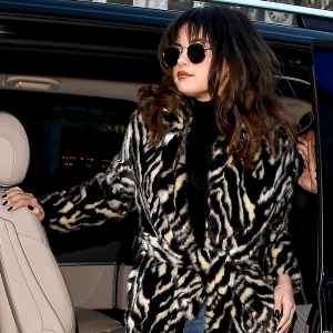Selena Gomez zebra coat