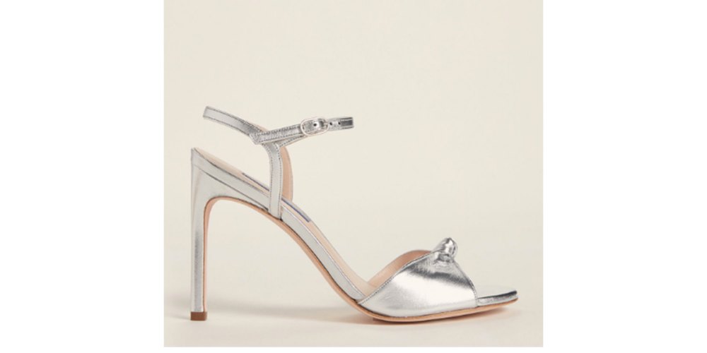 Stuart Weitzman Silver Gloria 105 Metallic Sandals