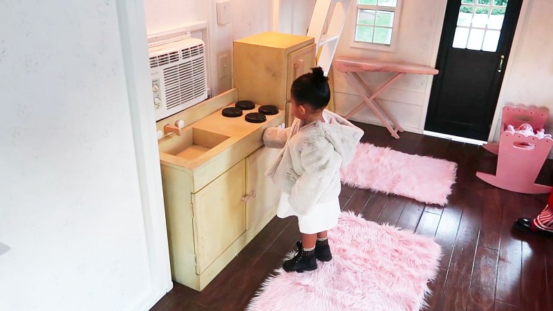 Stormi at the Kitchen Stove Inside Kylie Jenners 22 Month Old Daughter Stormis Epic Playhouse From Kris Jenner