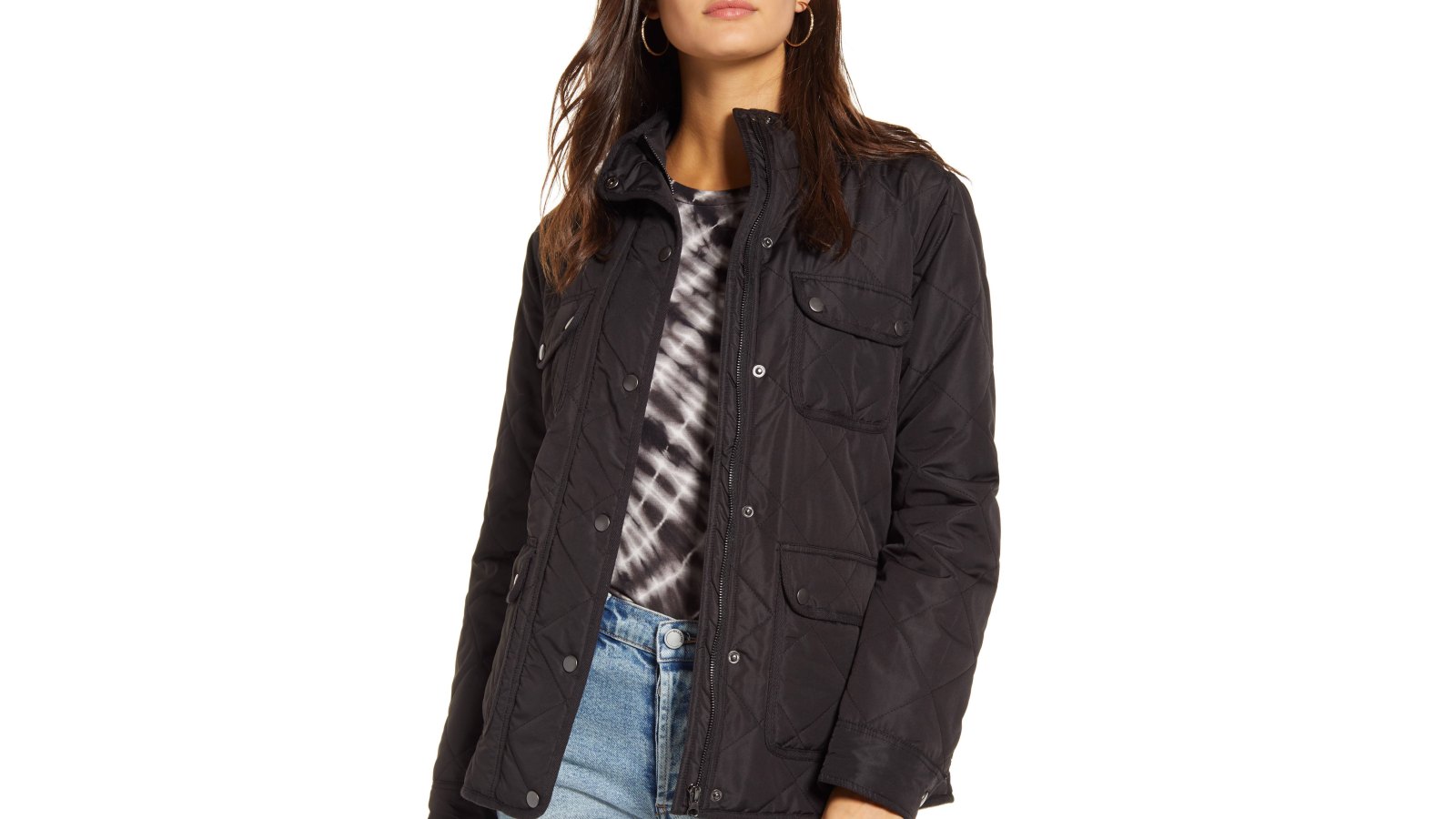 Thread & Supply Fleece Lined Quilted Utility Jacket (Black)