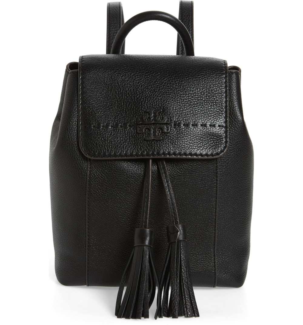 Tory Burch McGraw Leather Backpack (Black Core)