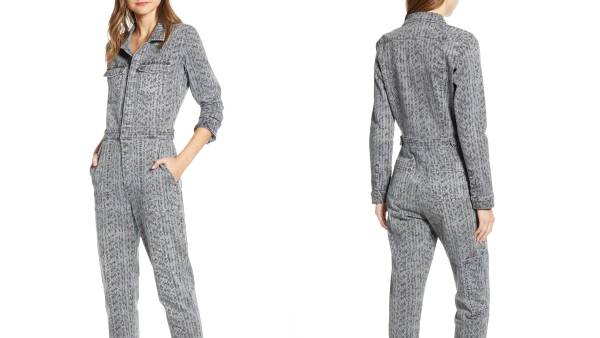 WASH LAB Snake Print Cotton Denim Flight Suit