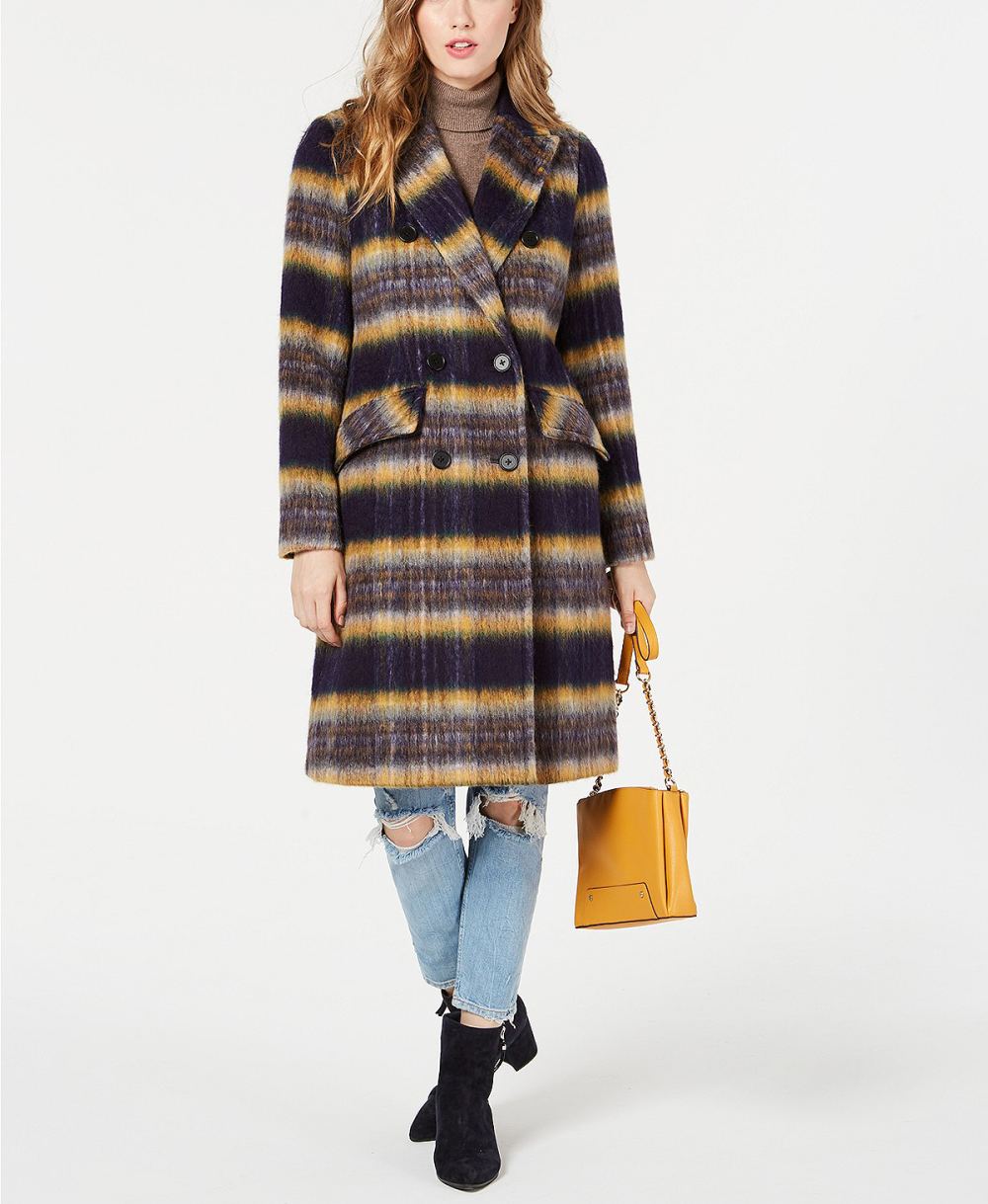 BCBGeneration Double-Breasted Plaid Coat