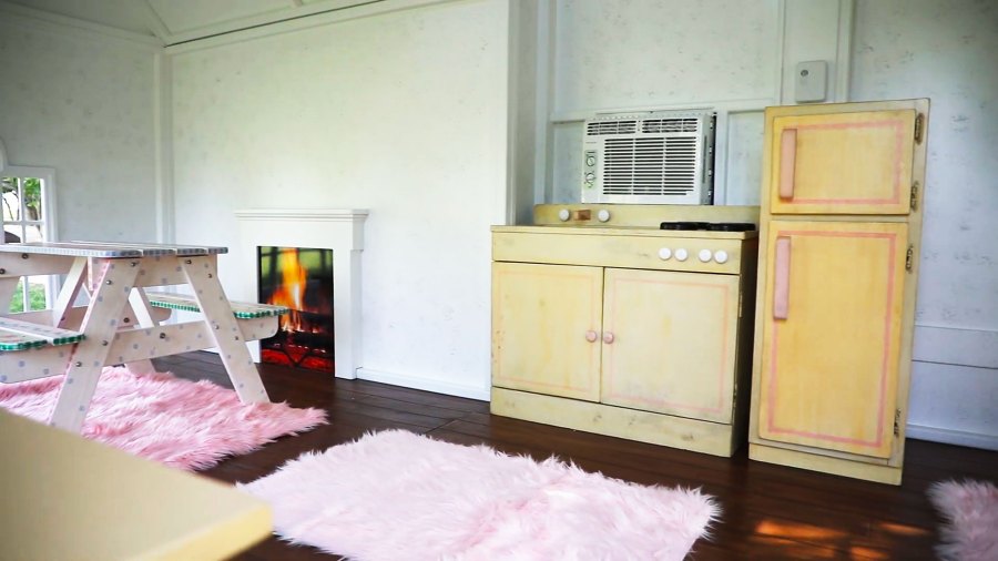 Fireplace and Stove Inside Kylie Jenners 22 Month Old Daughter Stormis Epic Playhouse From Kris Jenner