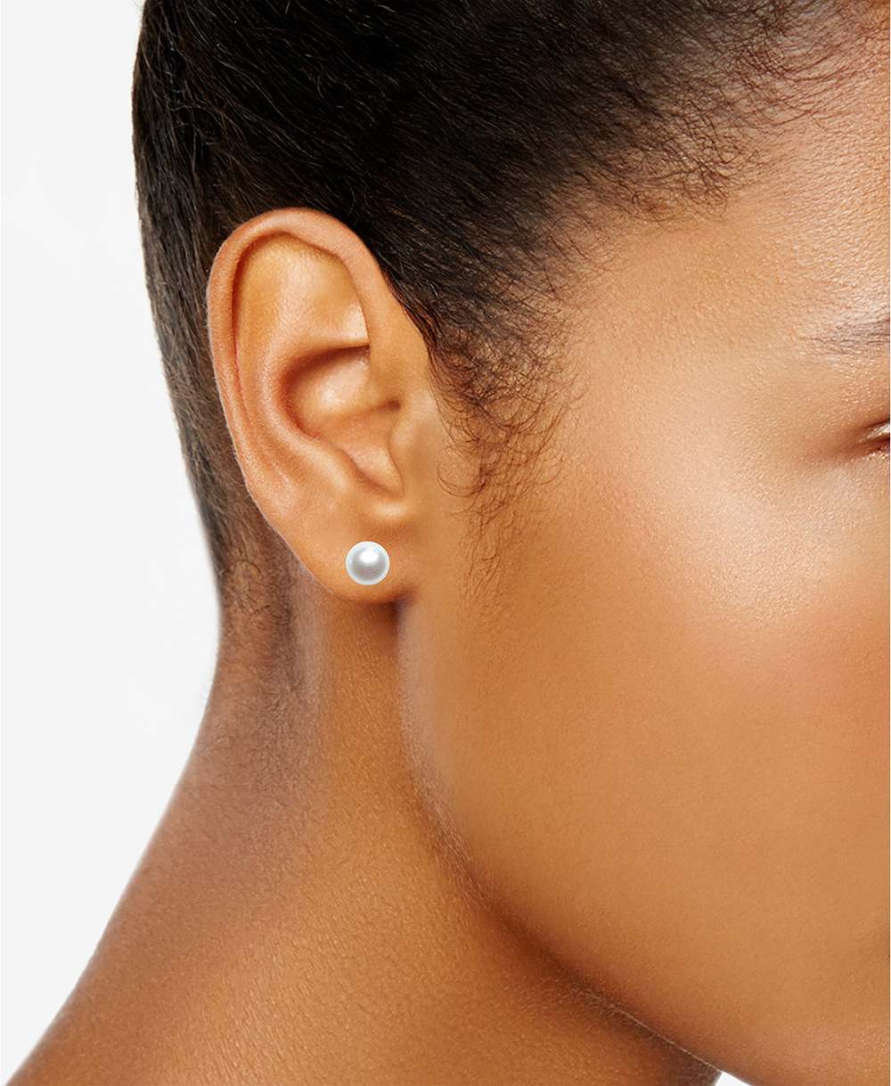 Cultured Freshwater Pearl Station Necklace and Stud Earrings Set