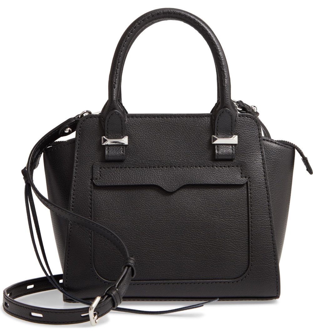 Rebecca Minkoff Mini Avery Leather Tote (Black/Silver)
