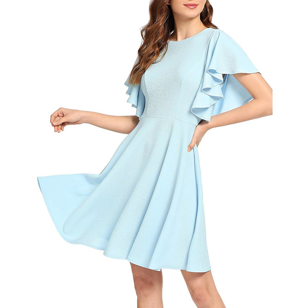 ROMWE Stretchy-Line Swing Flared Skater Cocktail Party Dress