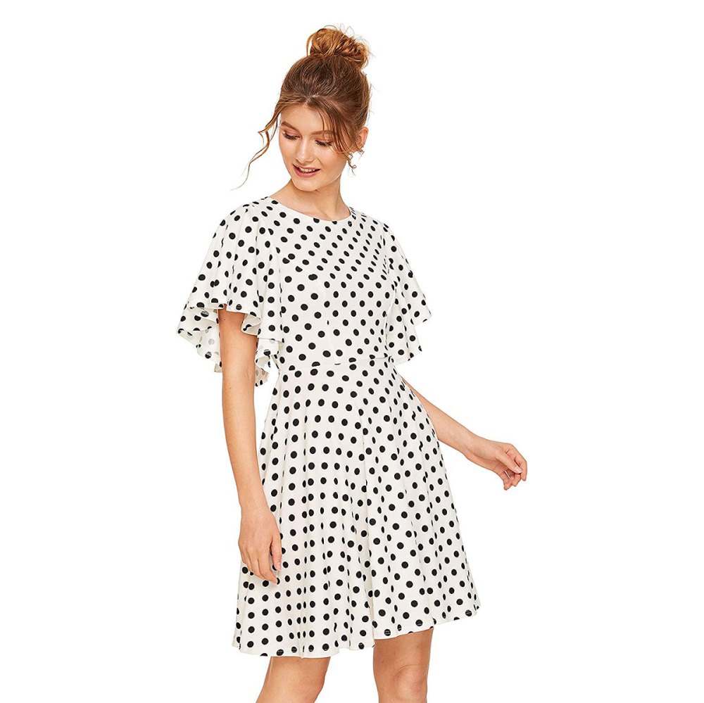 ROMWE Stretchy-Line Swing Flared Skater Cocktail Party Dress
