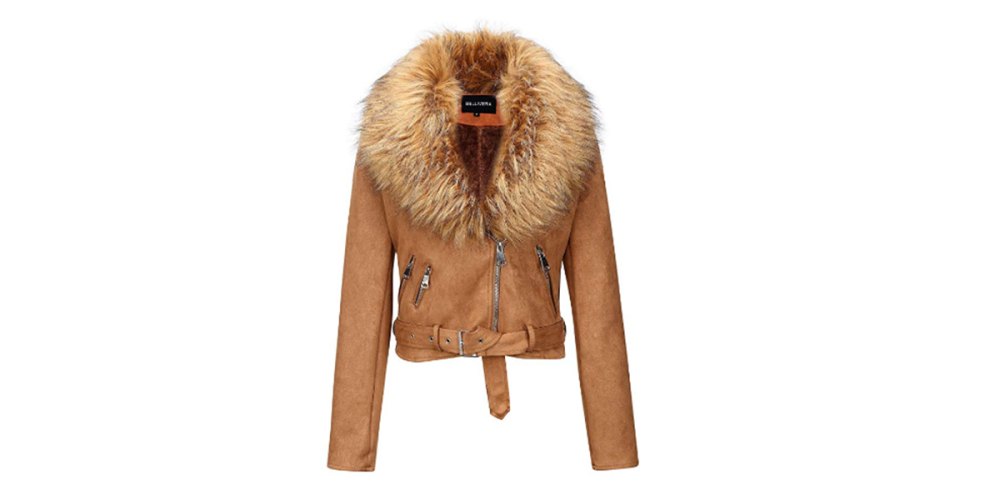 Bellivera Women's Faux Suede Moto Jacket