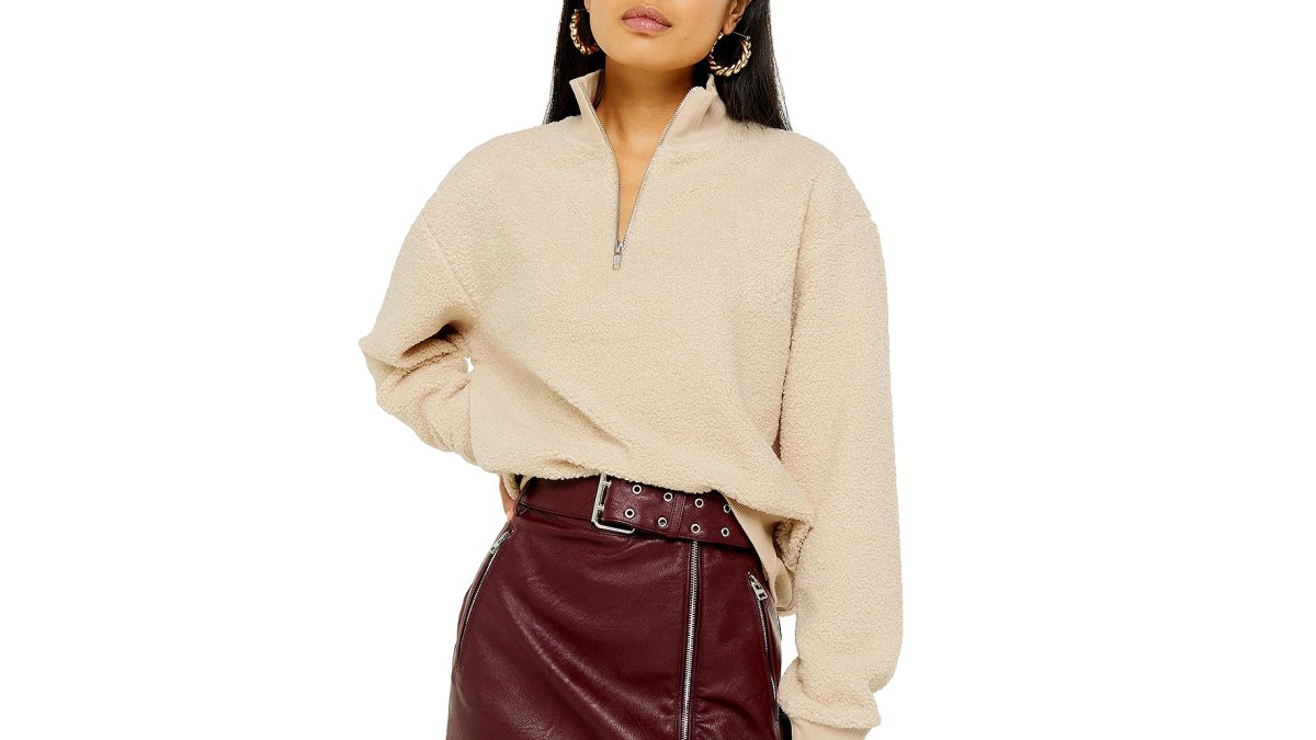 TopShop Half Zip Funnel Neck Sweatshirt