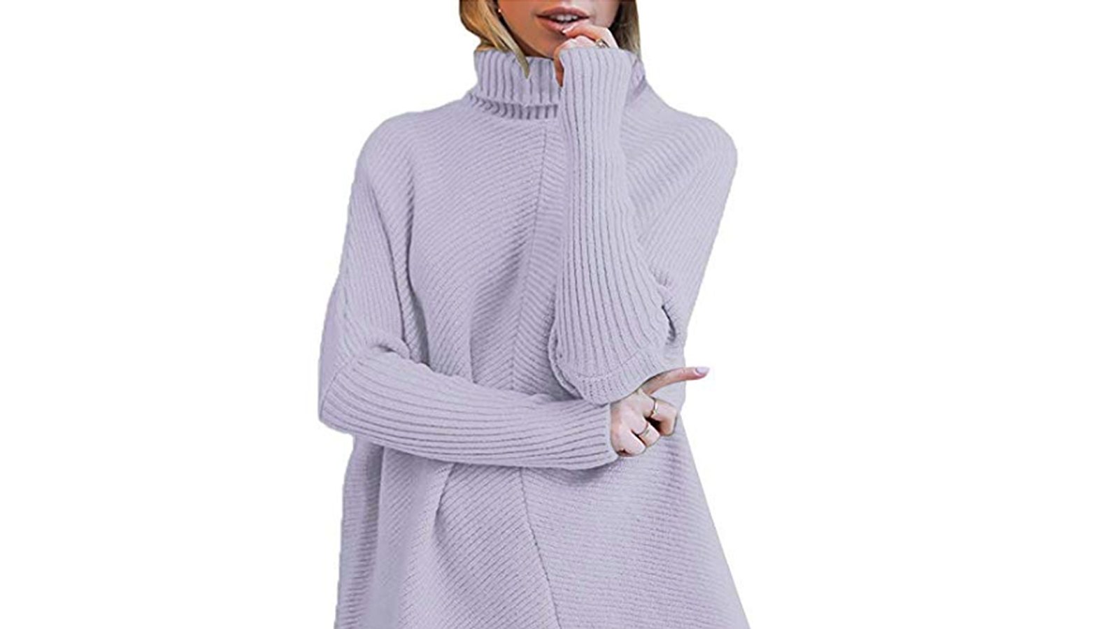 ANRABESS Womens Turtleneck Batwing Sleeve Sweater (Lavendar)