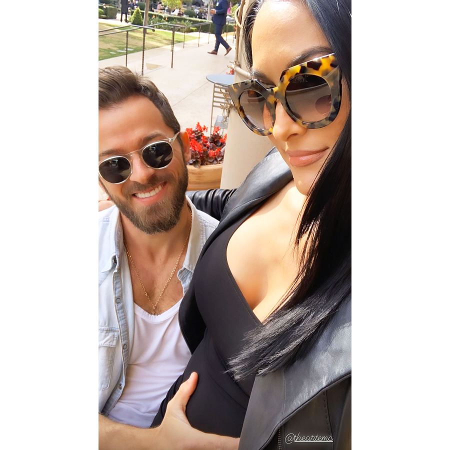 Artem Chigvintsev Touching Nikki Bella Baby Bump Nikki Bella and Brie Bella Baby Bump Album