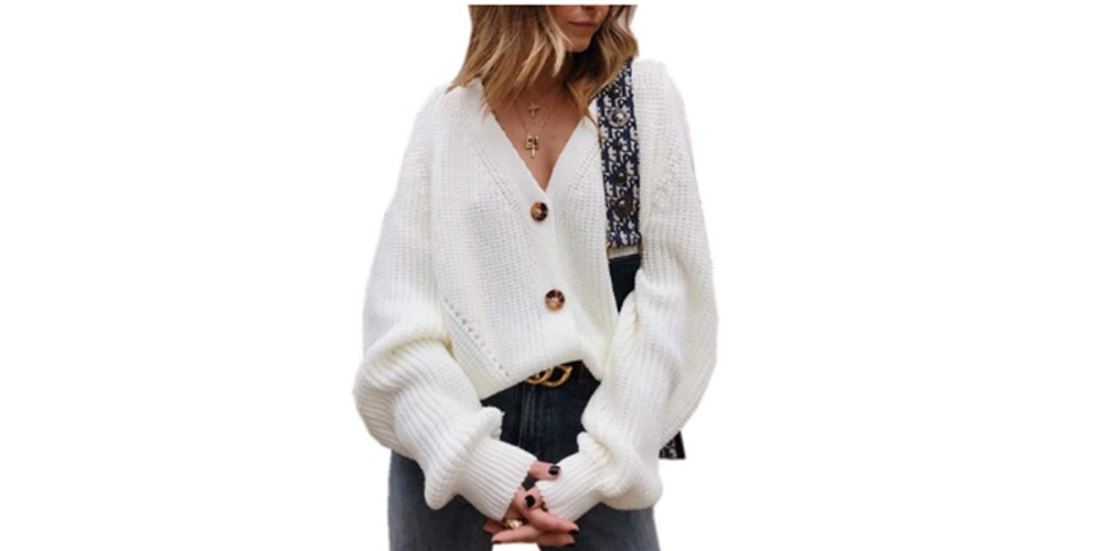 Assdan Women's V Neckline Button-Down Sweater