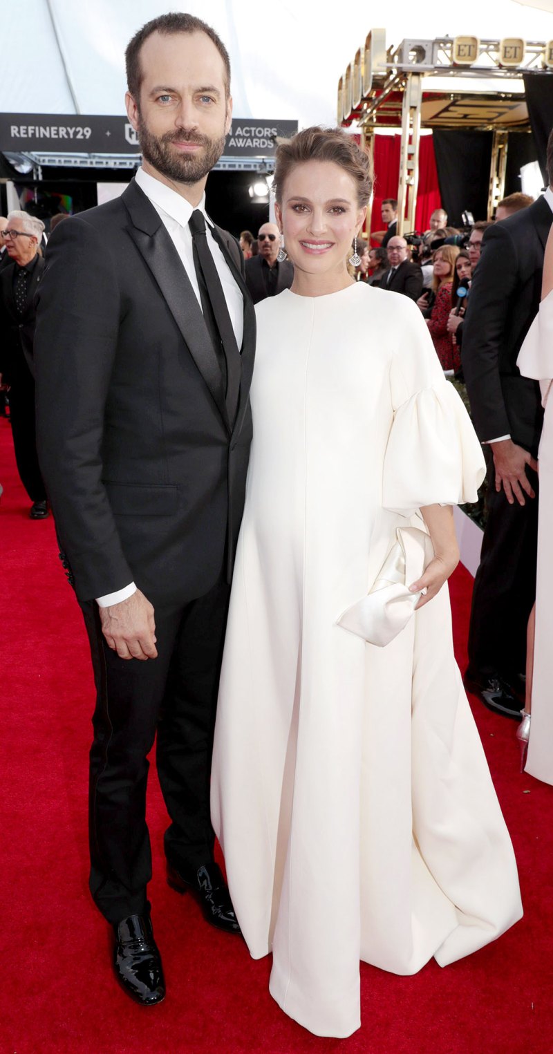 Benjamin Millepied and Natalie Portman Pregnant Stars Show Baby Bumps at SAG Awards