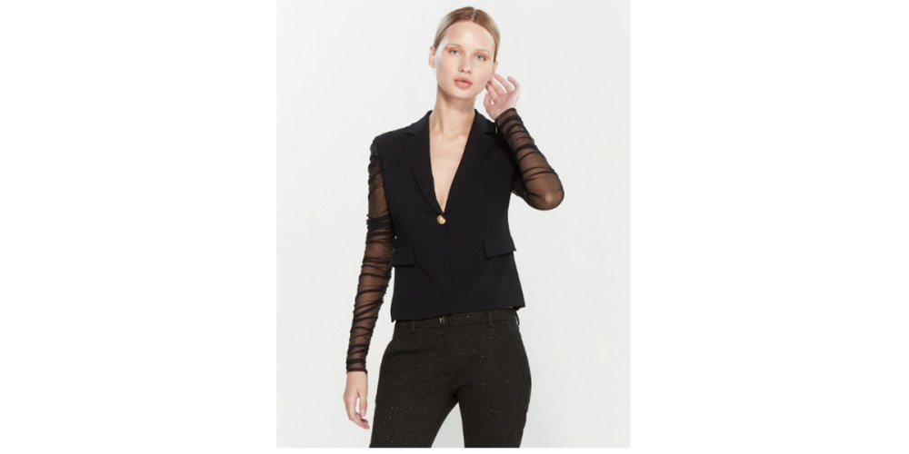 Black Ruched Sleeve Jacket