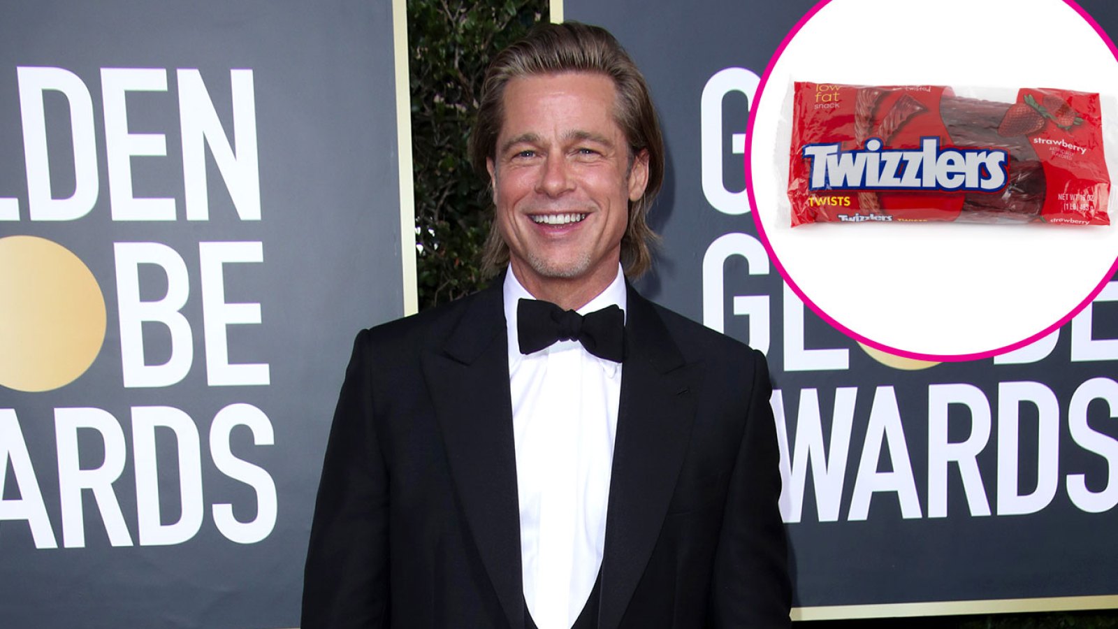 Brad Pitt Red Carpet Twizzlers Golden Globes 2020