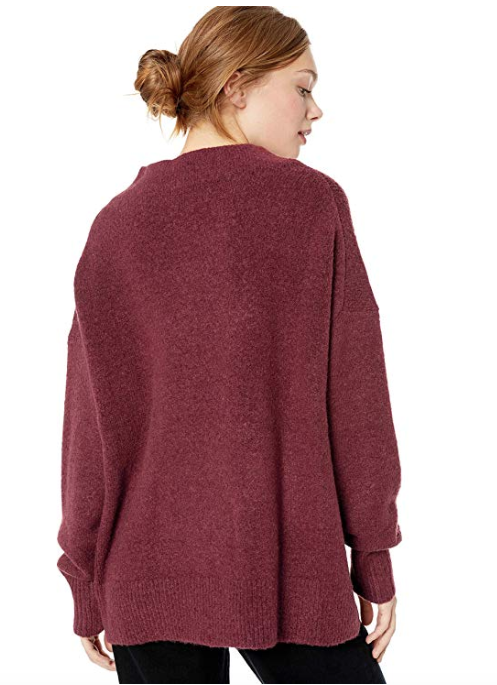 Cable Stitch Women's Mock Neck Cozy Sweater (Wine)