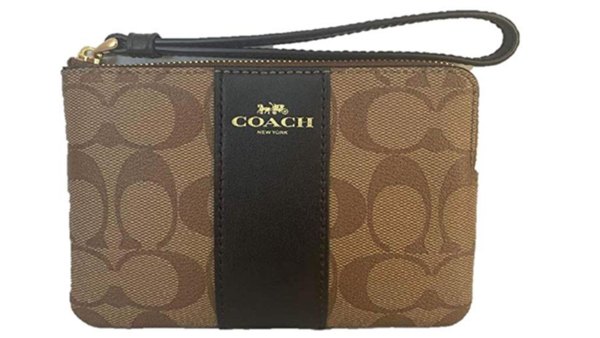 Coach Signature PVC Leather Corner Wristlet