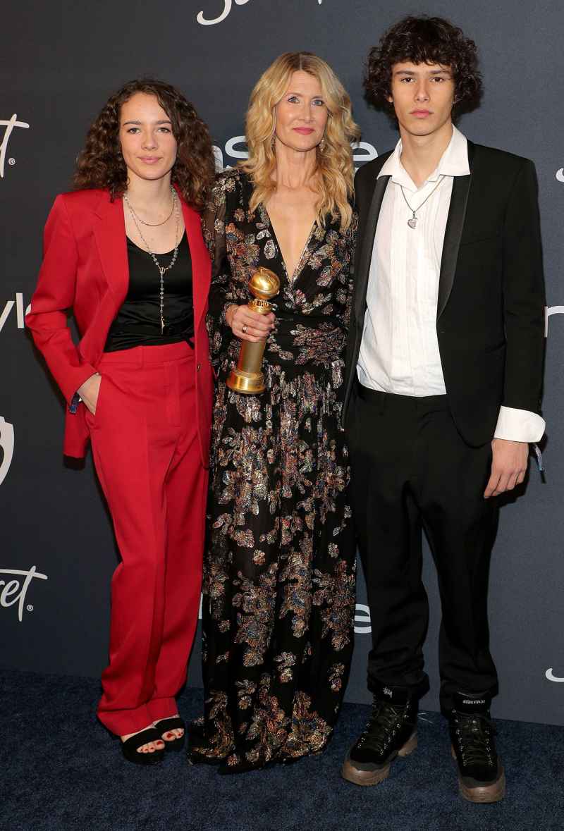 Ellery Harper, Laura Dern and Jaya Harper Family Golden Globes 2020