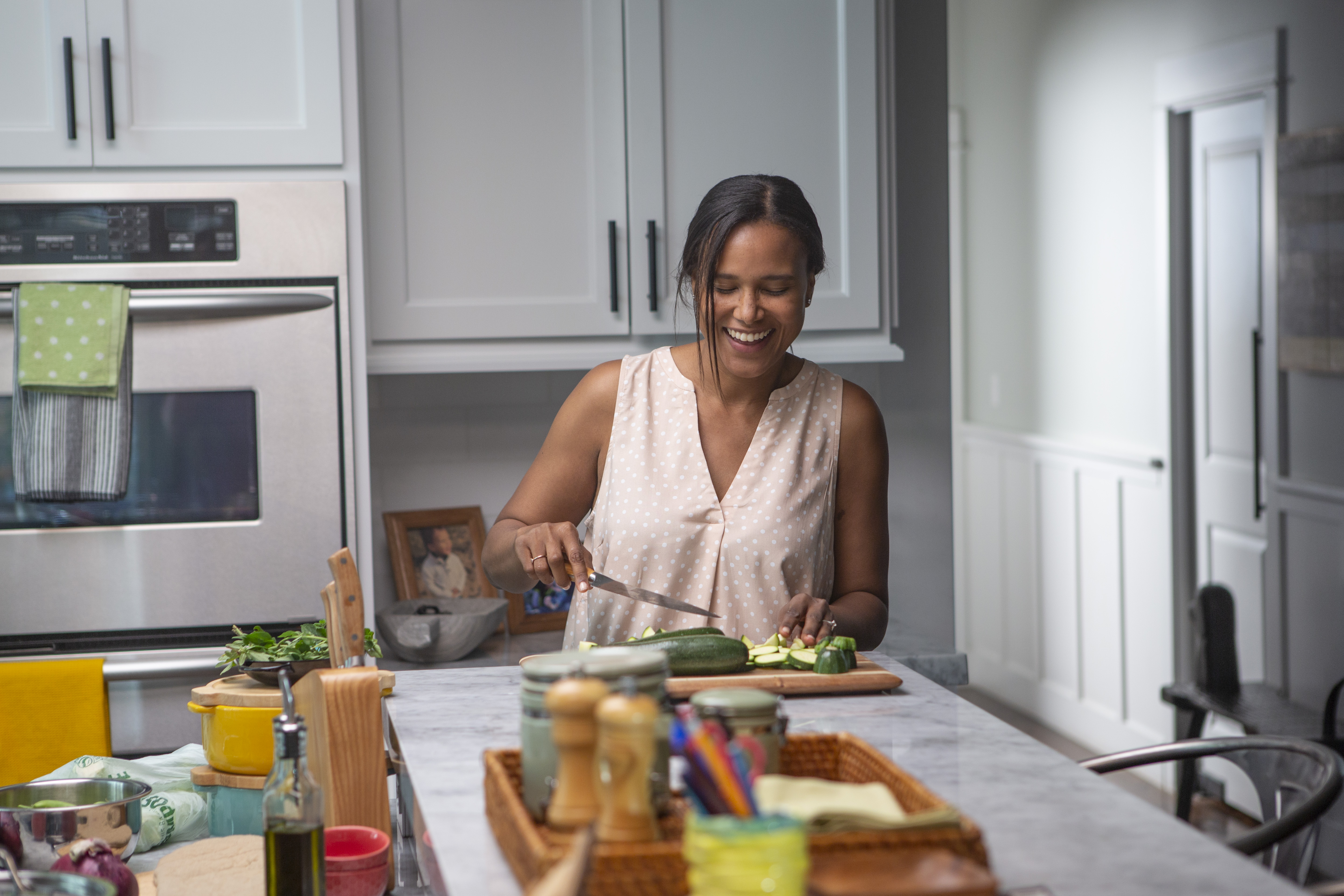 woman preparing food in her kitchen