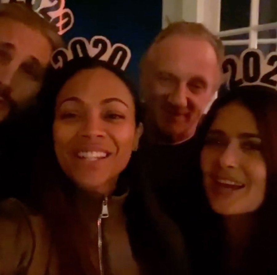 Marco Perego Zoe Saldana Francois Henri Pinault and Salma Hayek How the Stars Celebrated New Years Eve 2020