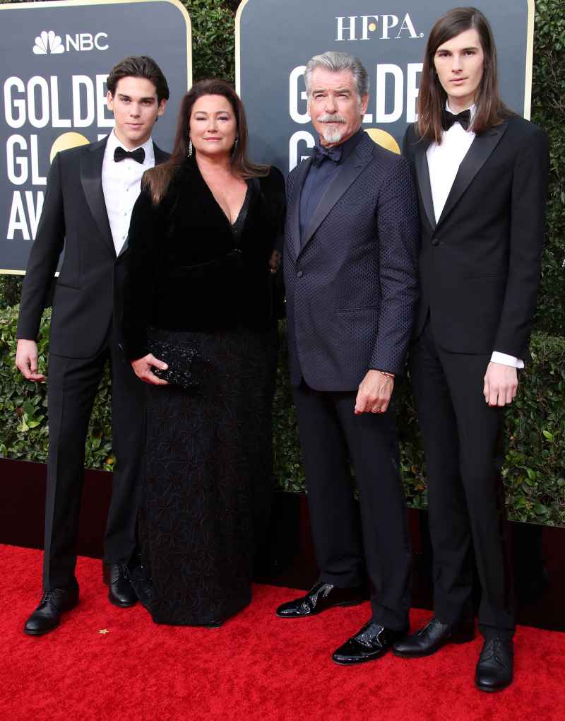 Paris Brosnan, Keely Shaye Smith, Pierce Brosnan and Dylan Brosnan Family Golden Globes 2020