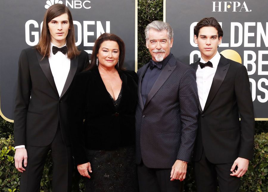 Paris Brosnan Keely Shaye Smith Pierce Brosnan and Dylan Brosnan at Golden Globes 2020