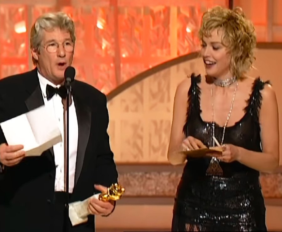 Richard Gere at the 2003 Golden Globes Being Interrupted by Sharon Stone during his Acceptance Speech