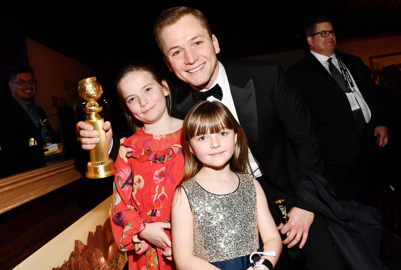 Taron Egerton with sisters Mary and Rosie Golden Globes 2020 After Parties