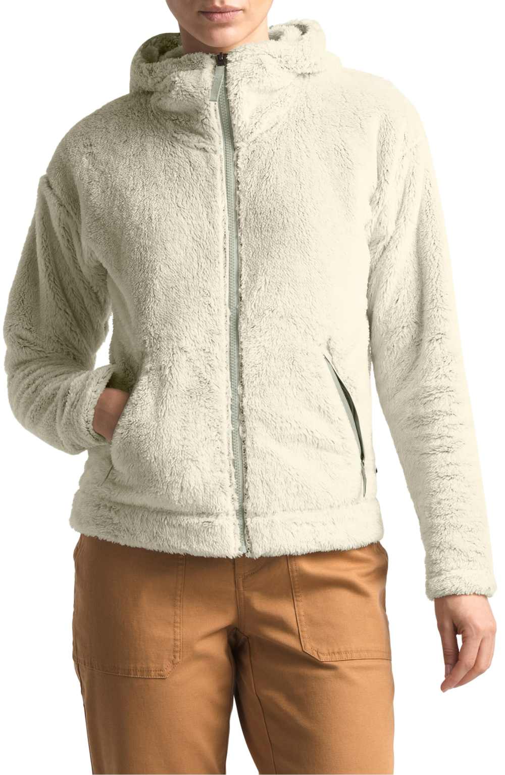 The North Face Furry Fleece Hooded Jacket (Vintage White: Dove Grey)