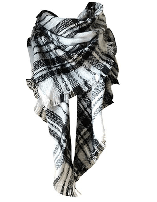 Wander Agio Womens Knit Plaid Triangle Scarf
