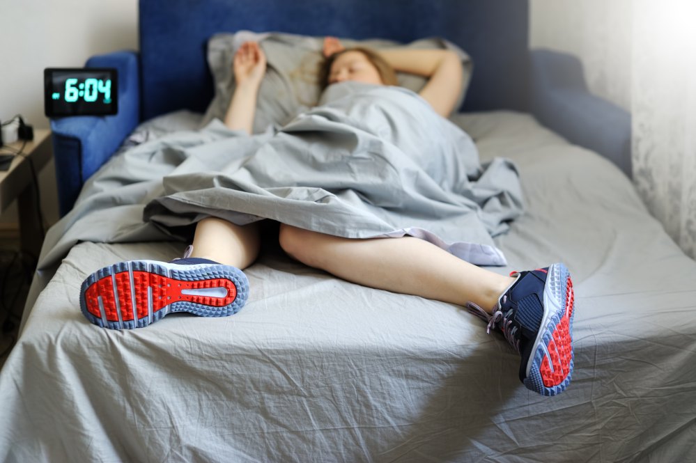 woman laying in bed