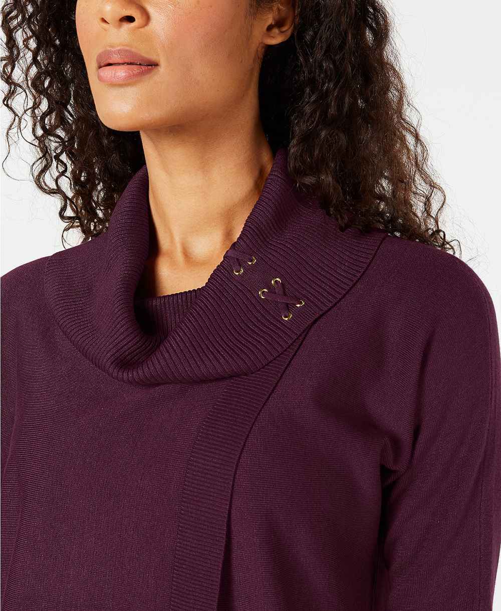 JM Collection Faux-Wrap Cowl-Neck Sweater