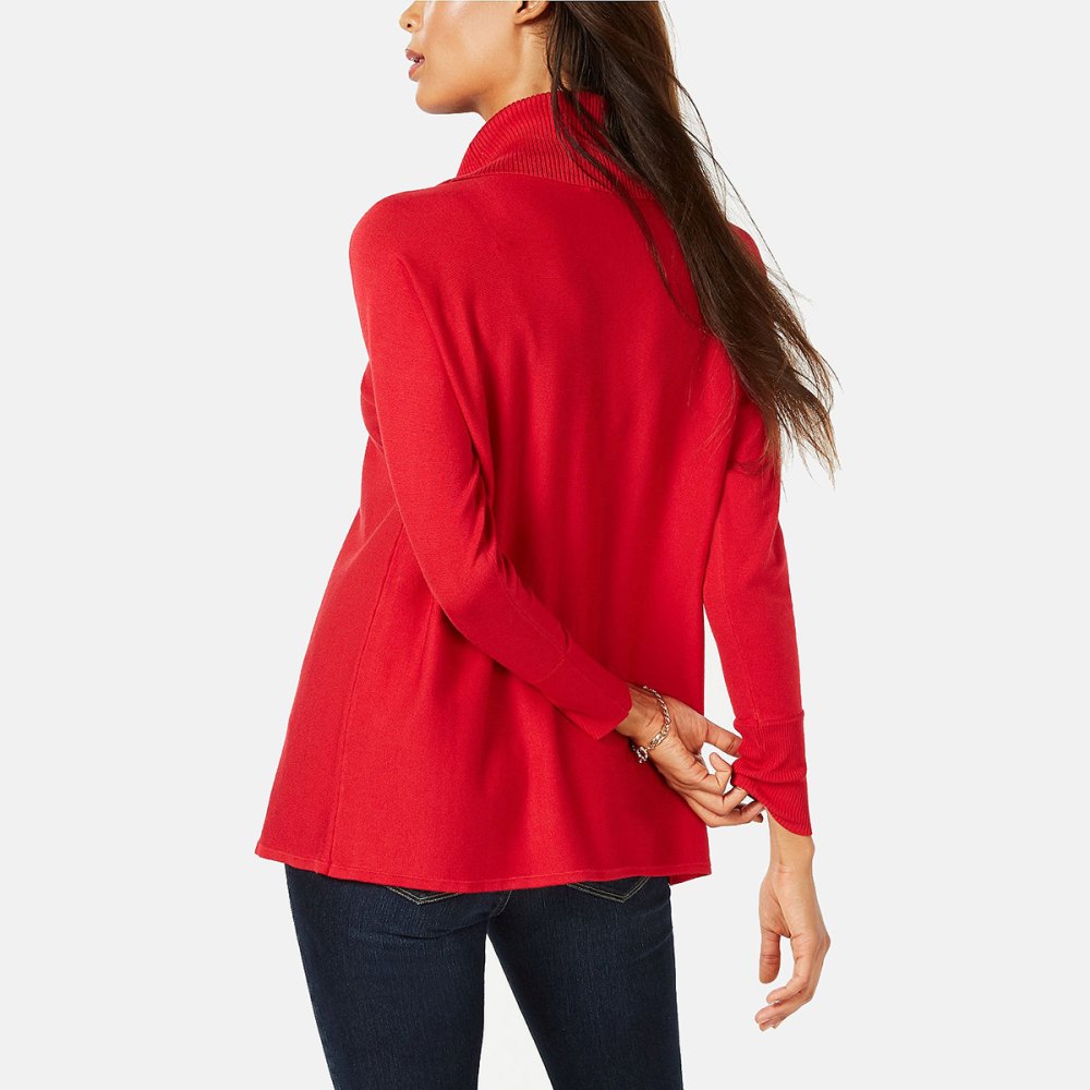 JM Collection Faux-Wrap Cowl-Neck Sweater