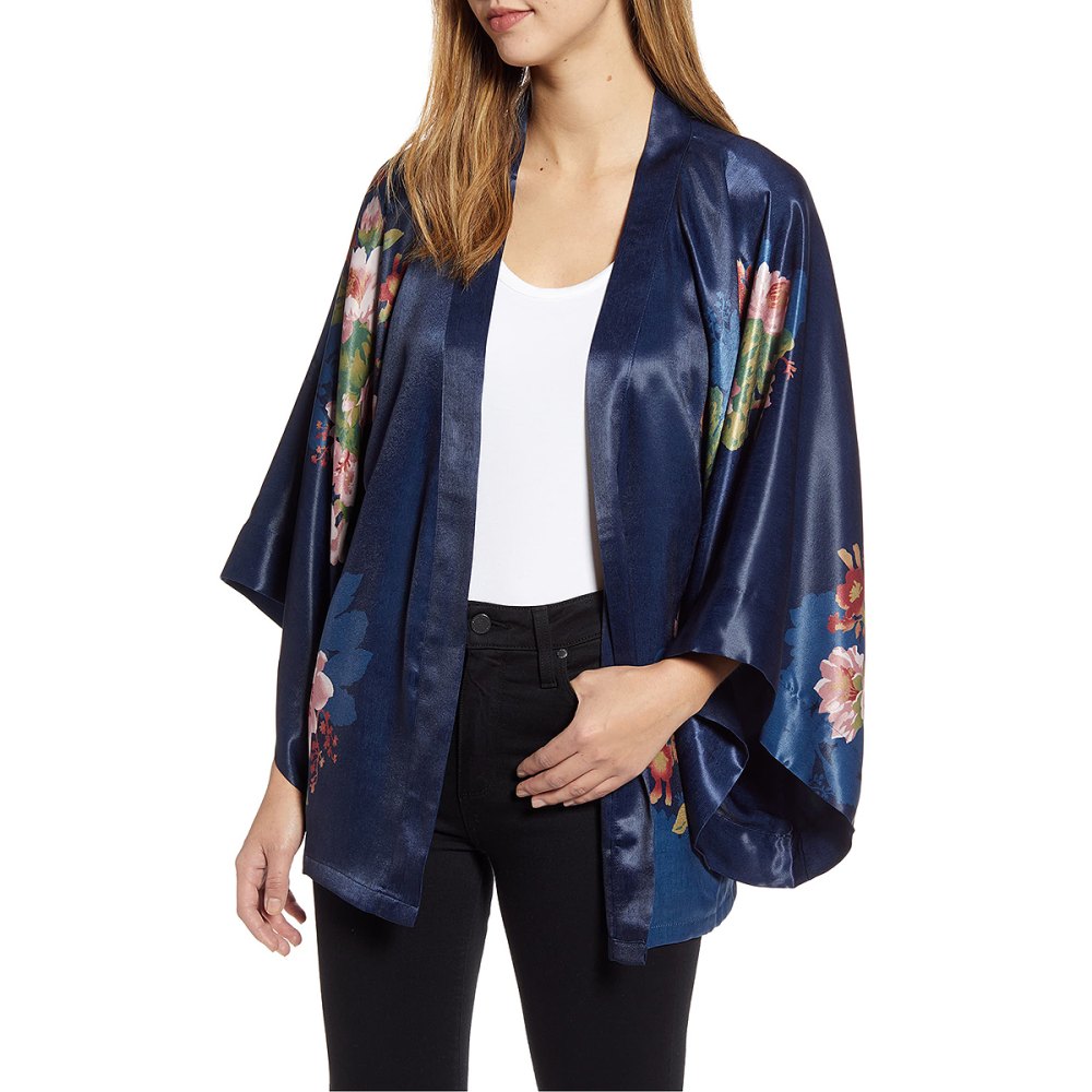 Floral Satin Open Jacket