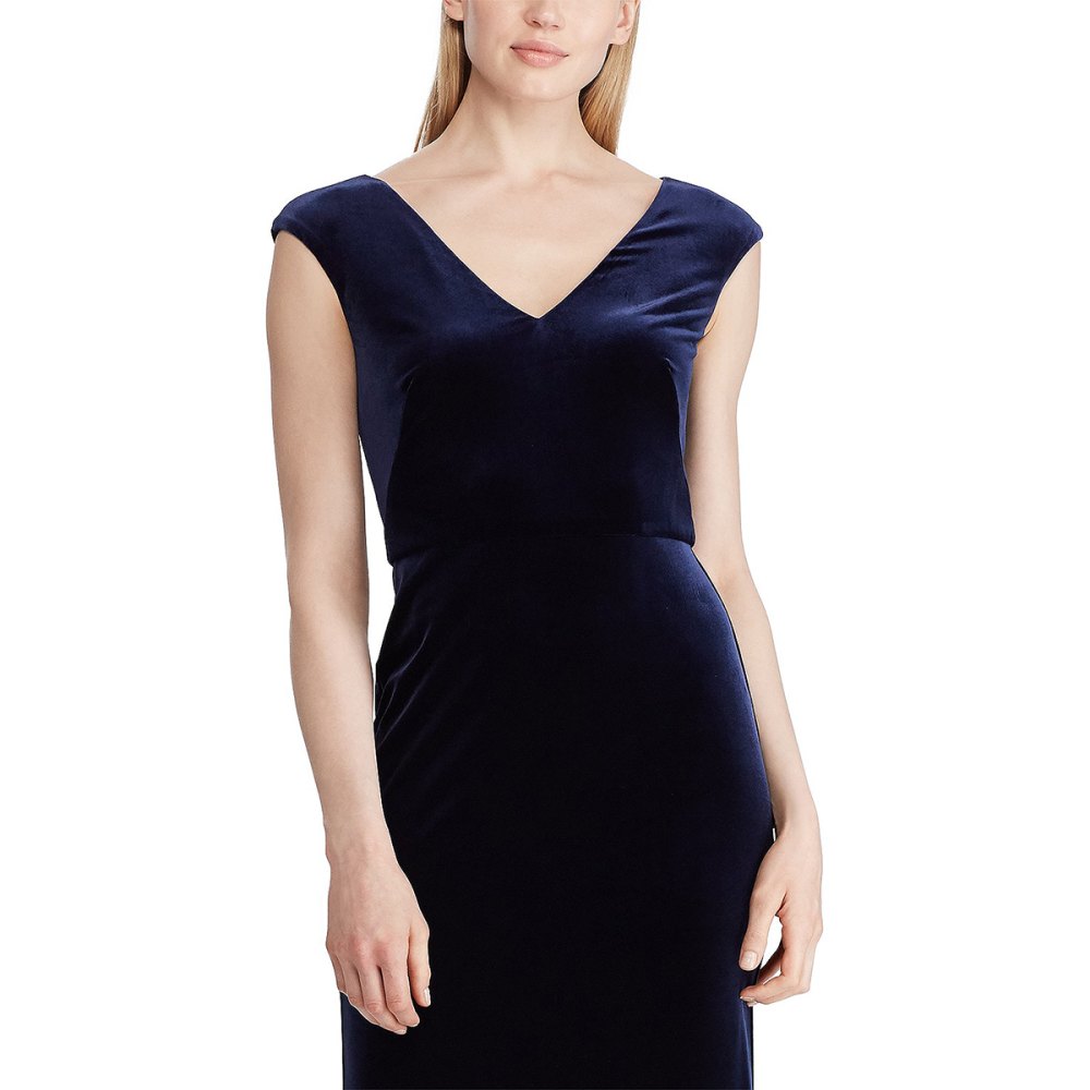 Lauren Ralph Lauren Inset-Lace Velvet Dress