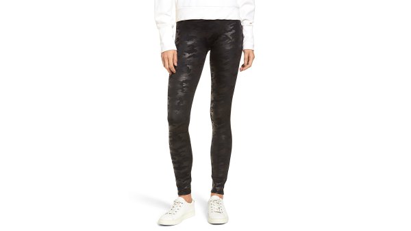SPANX Camo Faux Leather Leggings