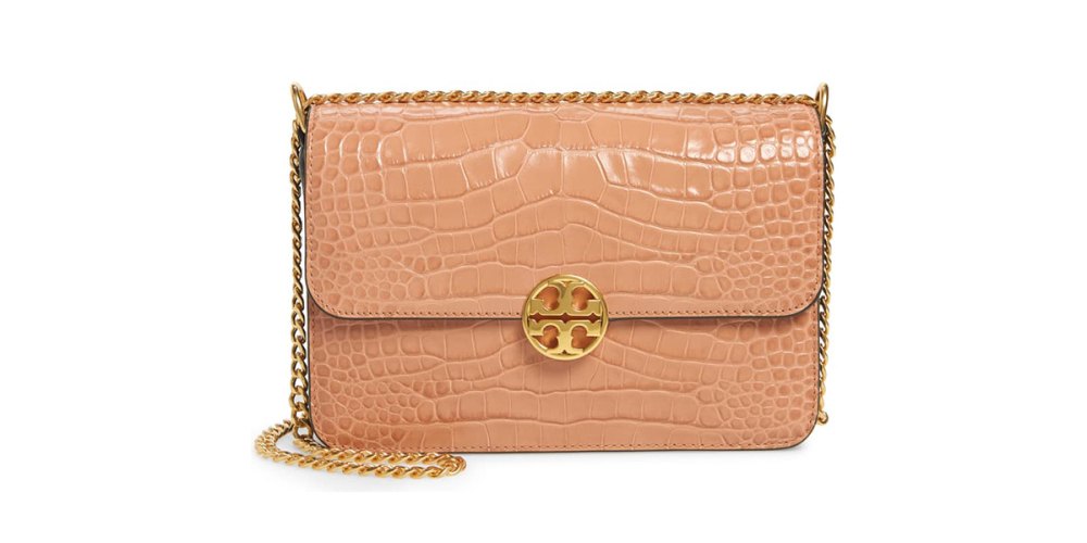 Tory Burch Chelsea Croc Embossed Convertible Shoulder Bag