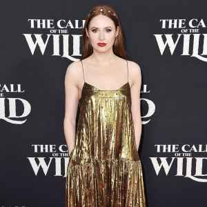 Karen Gillan Gold Dress February 13, 2020
