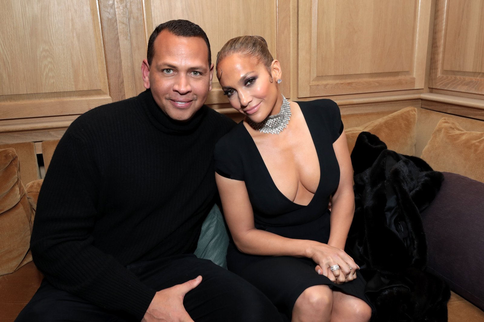 Alex Rodriguez and Jennifer Lopez attend the CAA Pre-Oscar Party